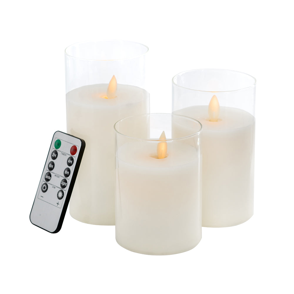 LED Candle with Remote Set of 3 - White