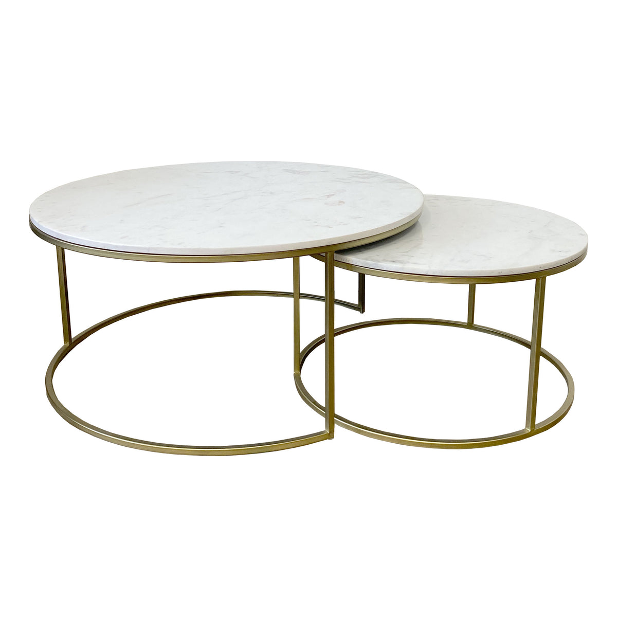 Como Marble Coffee Table Nest 75cm - Brass