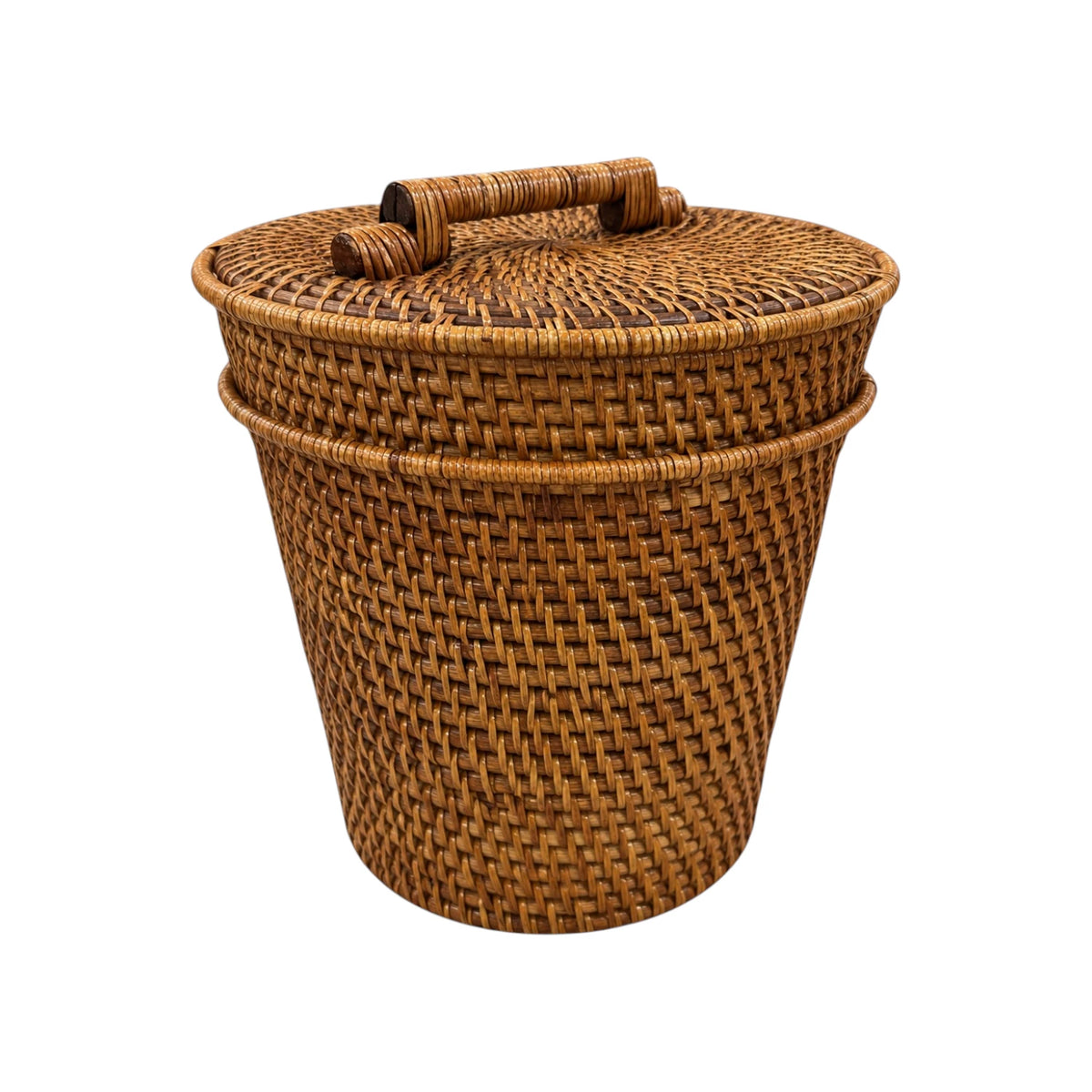 Bahama Rattan Basket with Lid - Brown