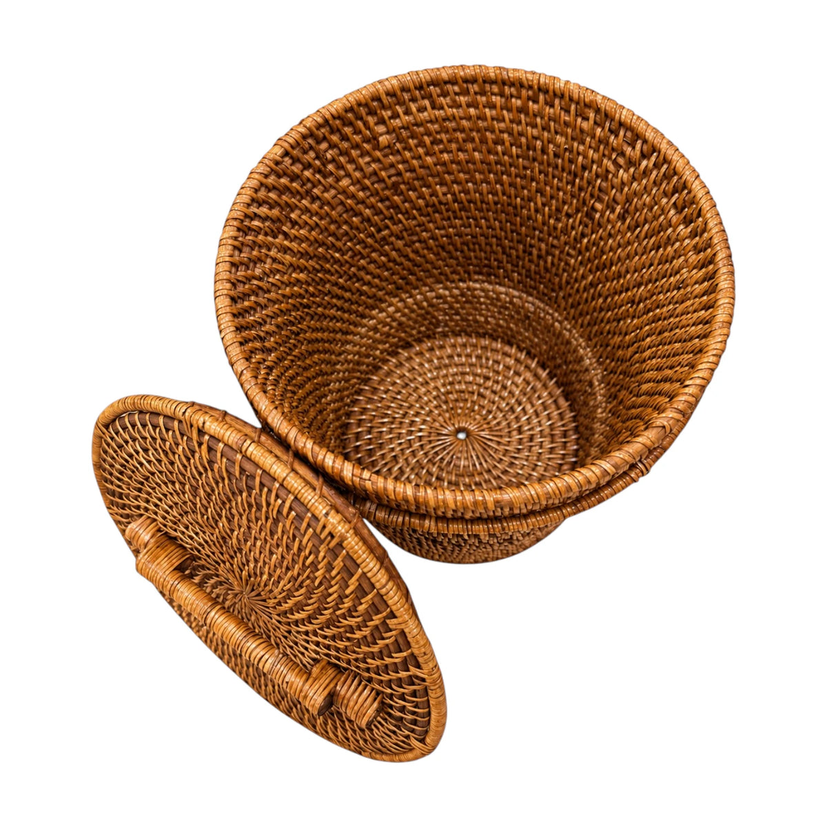 Bahama Rattan Basket with Lid - Brown