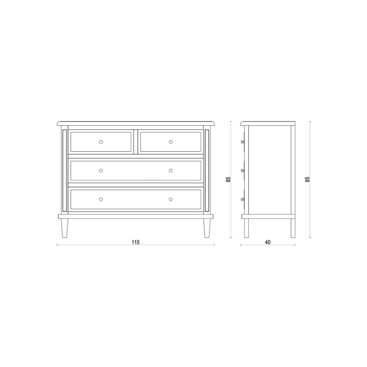 Brittany 4 Drawer Chest - Mango Wood
