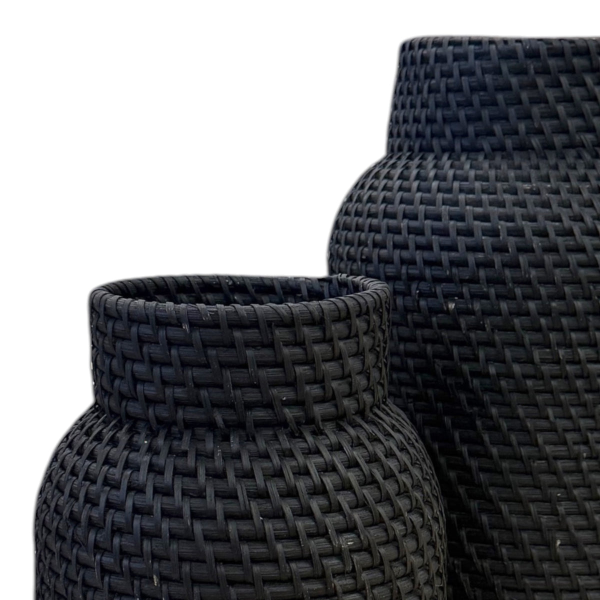 Bahama Rattan Tall Vase 40cm - Black