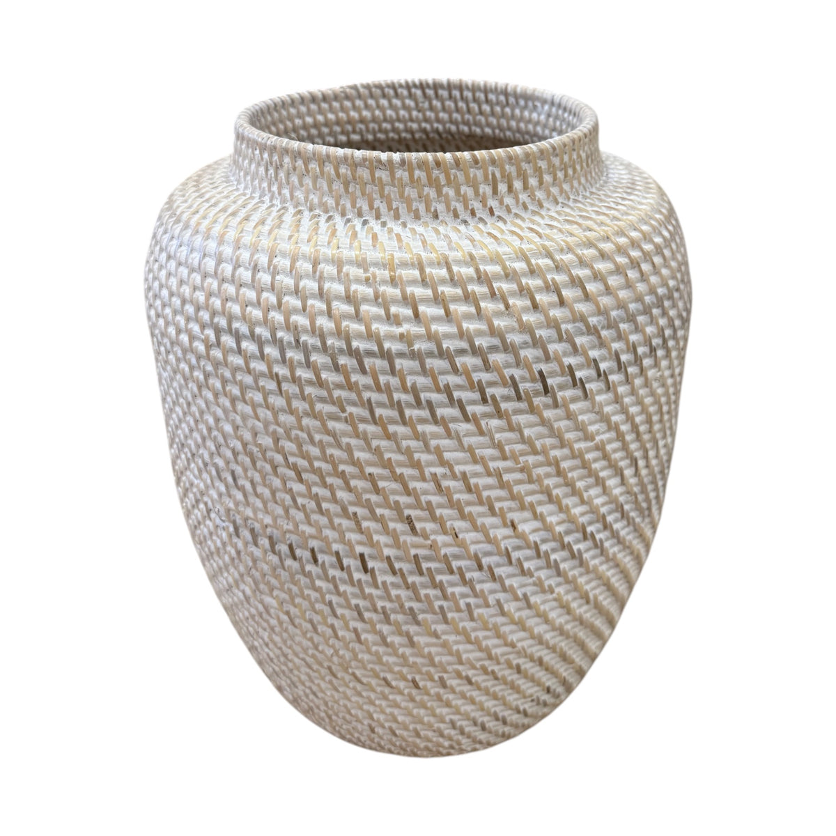 Bahama Rattan Urn - White