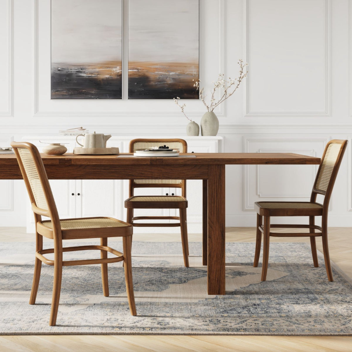 Bellagio Extension Dining Table 150-230cm - Toffee Parquetry