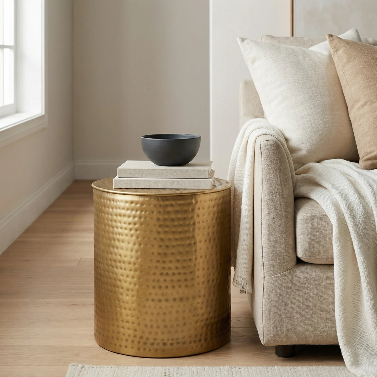 Hammered Side Table - Brass