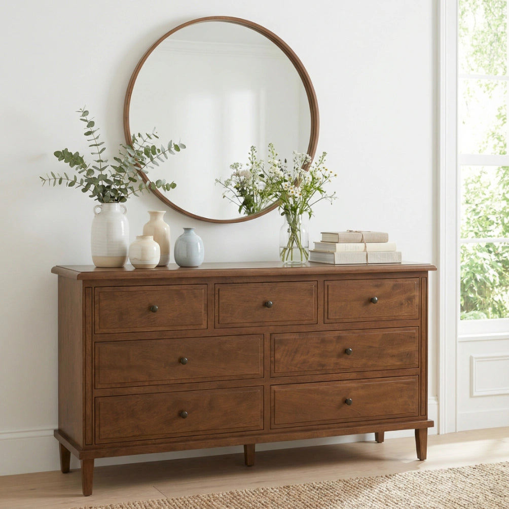Brittany 7 Drawer Chest 40cm Deep - Mango Wood