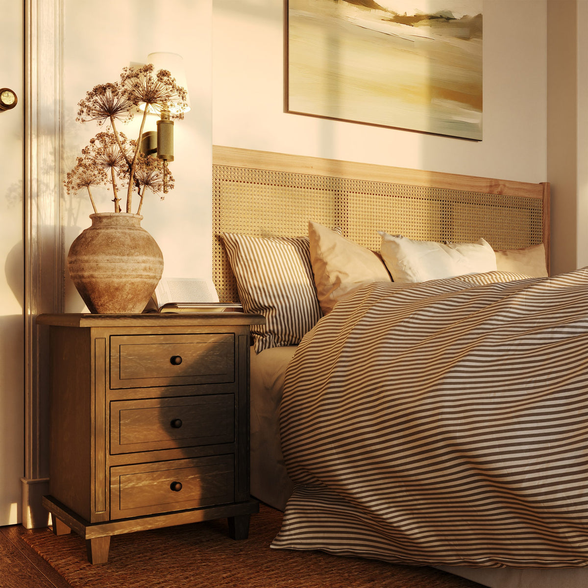 Brittany 3 Drawer Bedside Table - Mango Wood
