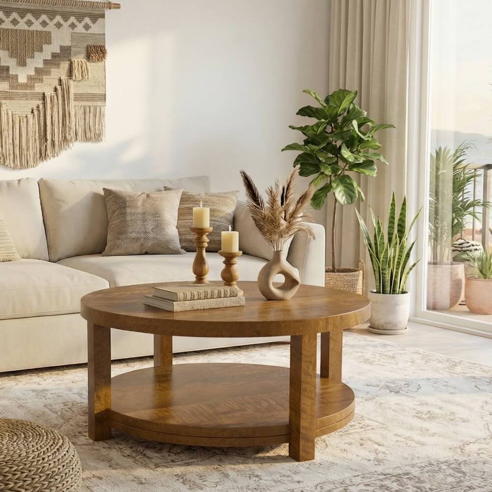 Brittany Round Coffee Table 80cm - Mango Wood