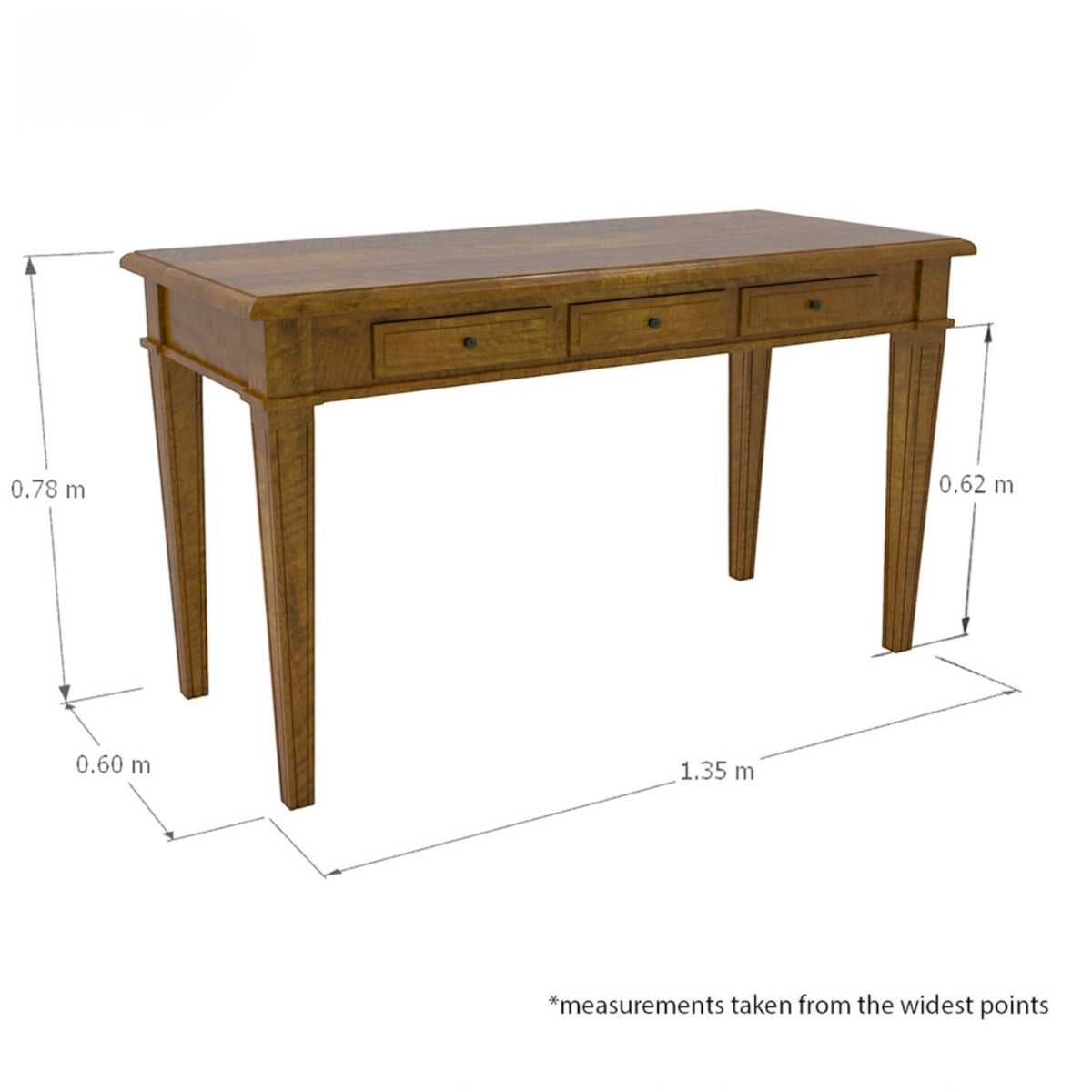 Brittany Desk 135cm - Mango Wood