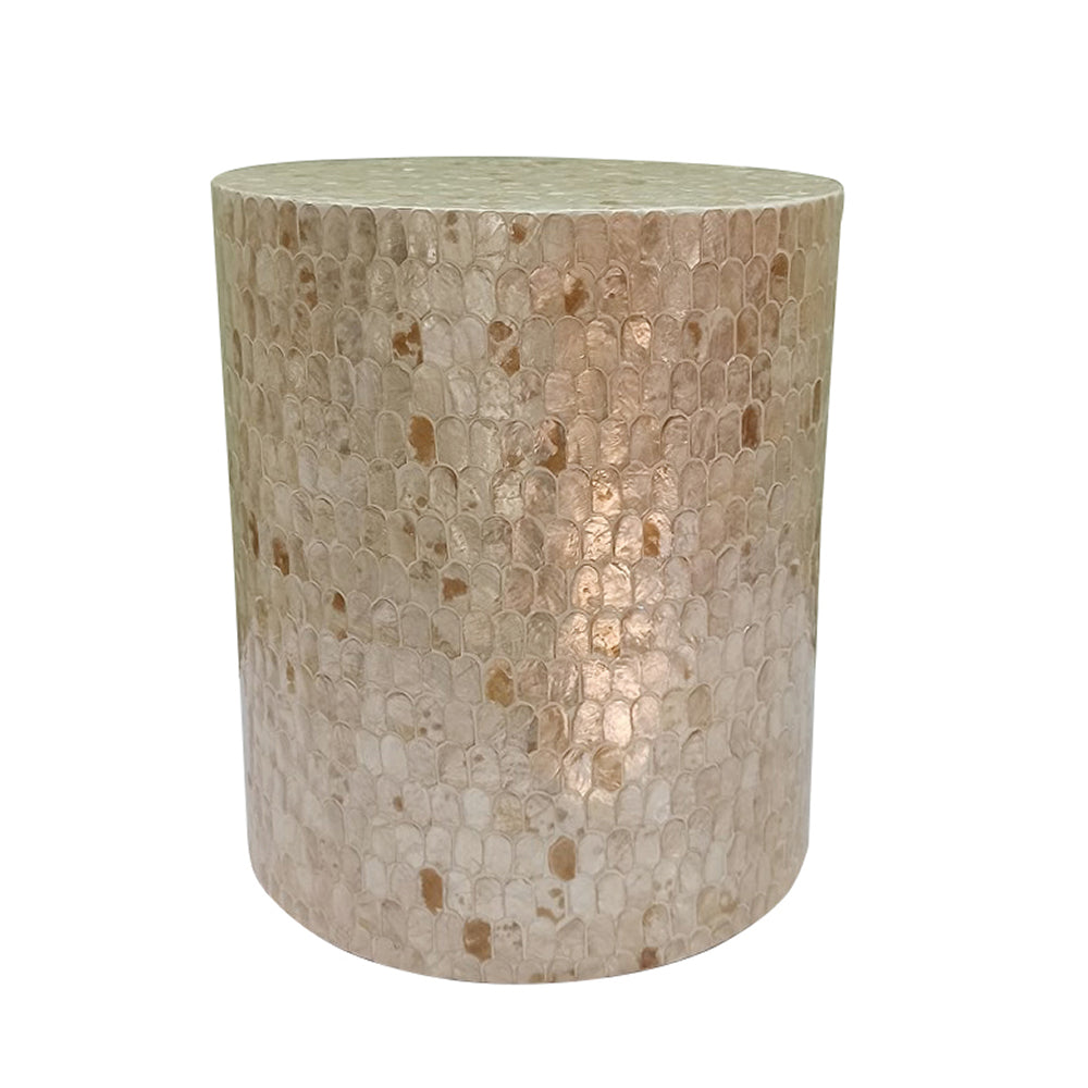 Capiz Drum Side Table - Sand Dune