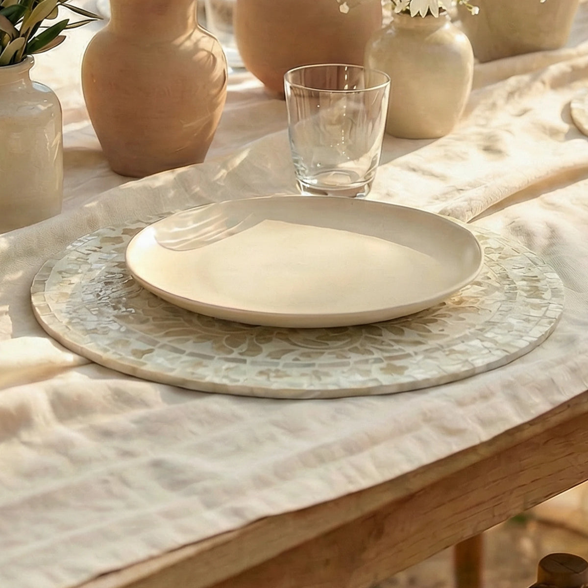 Capiz Placemat - White Flower