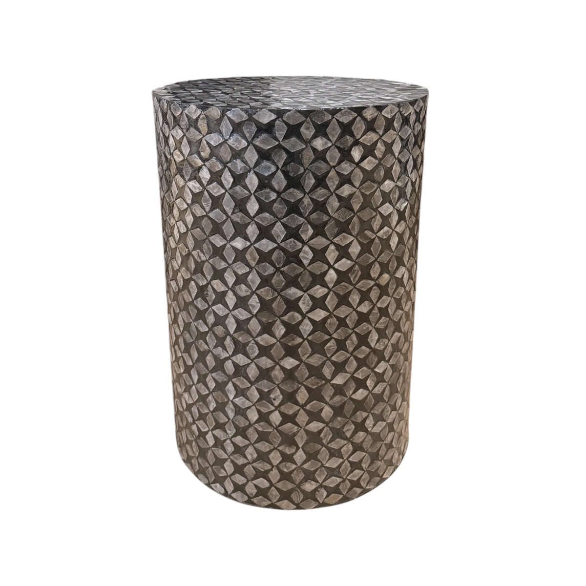 Capiz Drum Side Table - Black Star