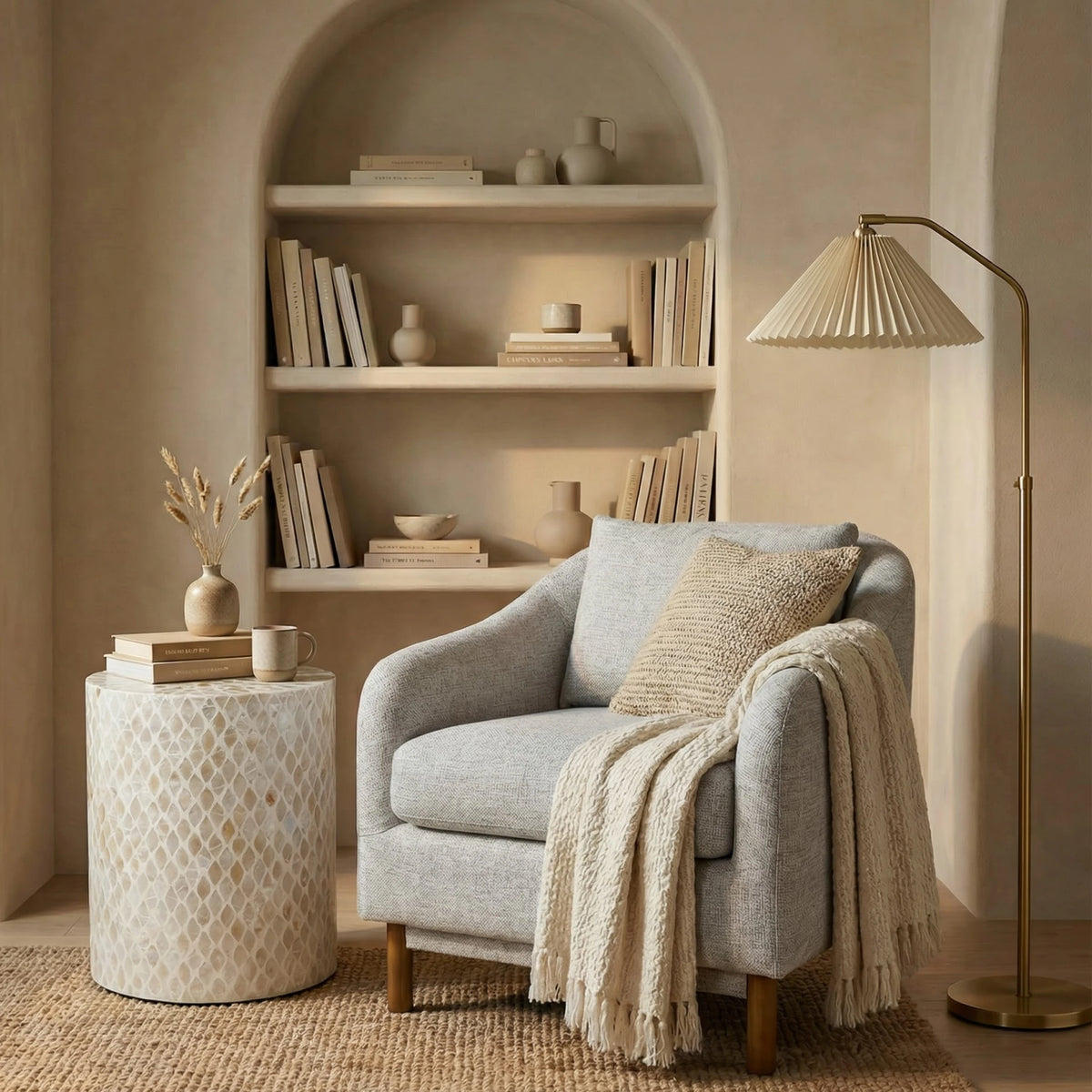 Capiz Drum Side Table - Casablanca