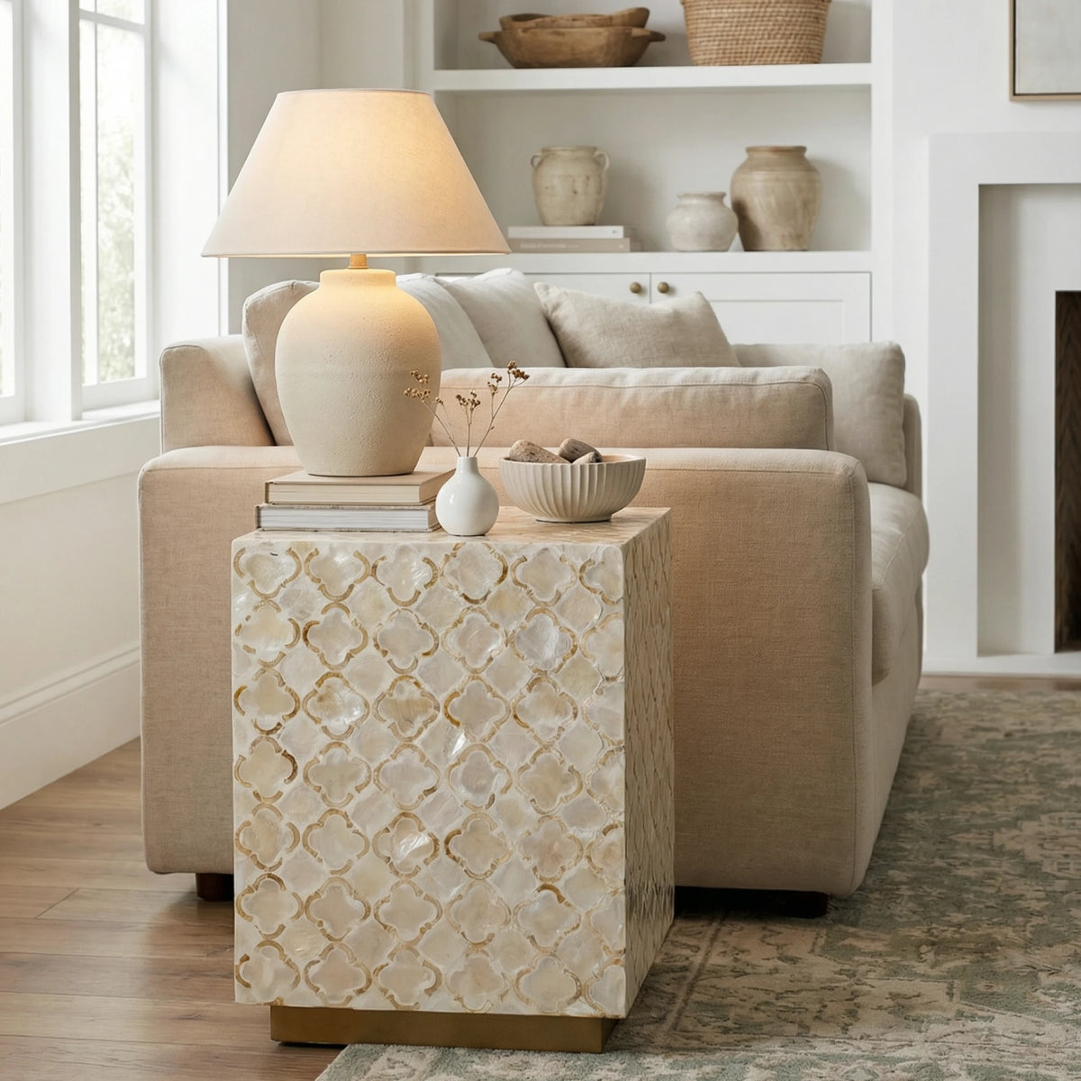 Capiz Square Side Table - Lattice