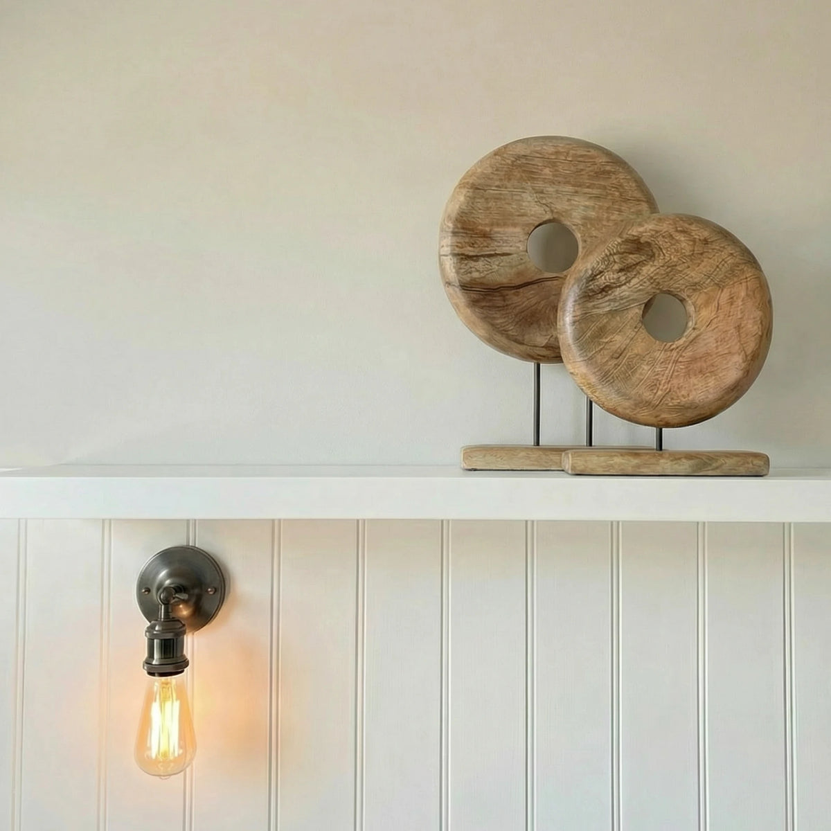Carved Timber Ring on Stand - Large