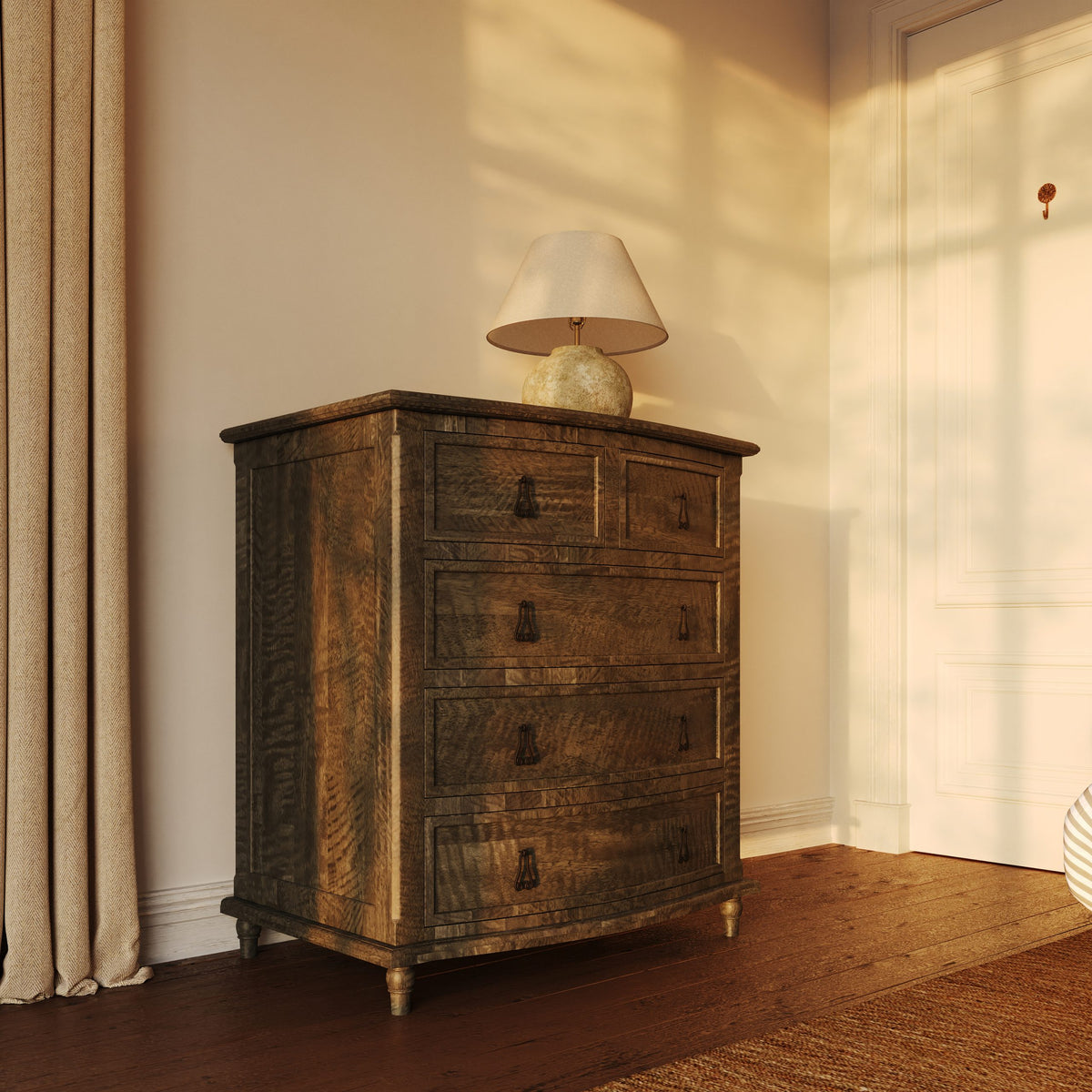 Chateau 5 Drawer Chest - Mango Wood