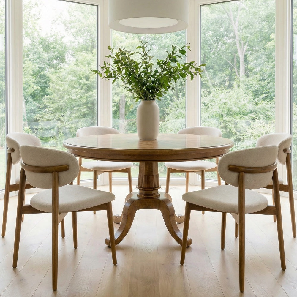 Chateau Round Dining Table 150cm - Mango Wood Parquetry