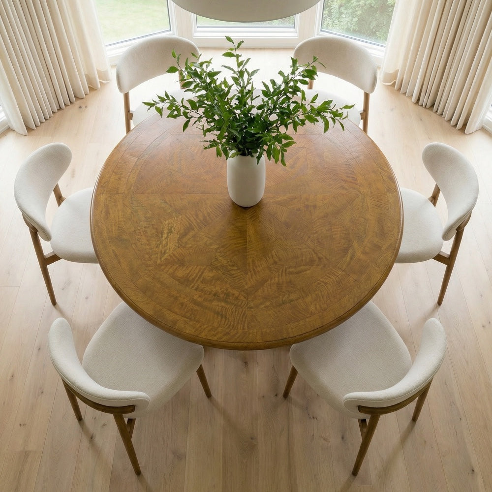 Chateau Round Dining Table 150cm - Mango Wood Parquetry