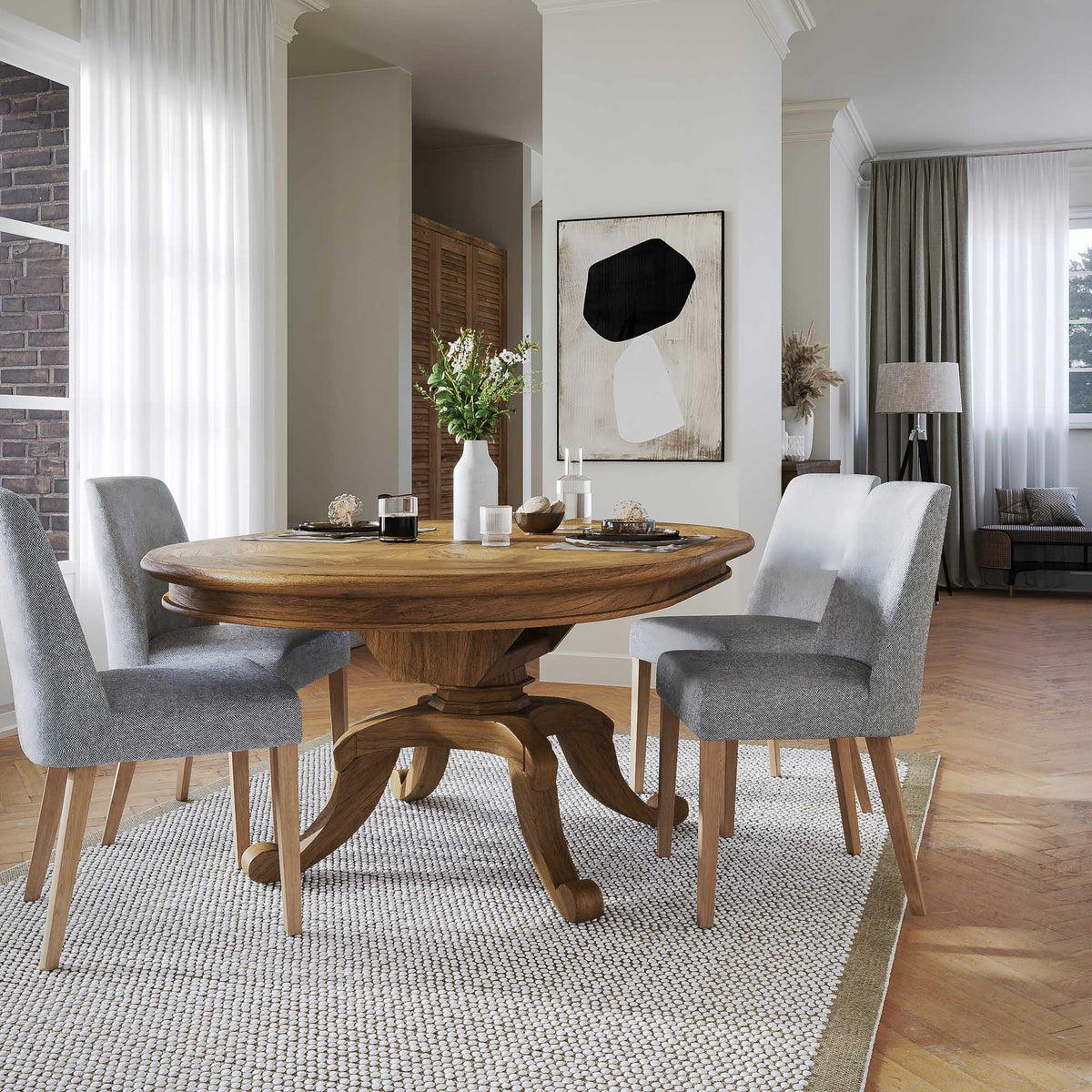 Chateau Round Extension Dining Table 125-175cm - Natural Parquetry