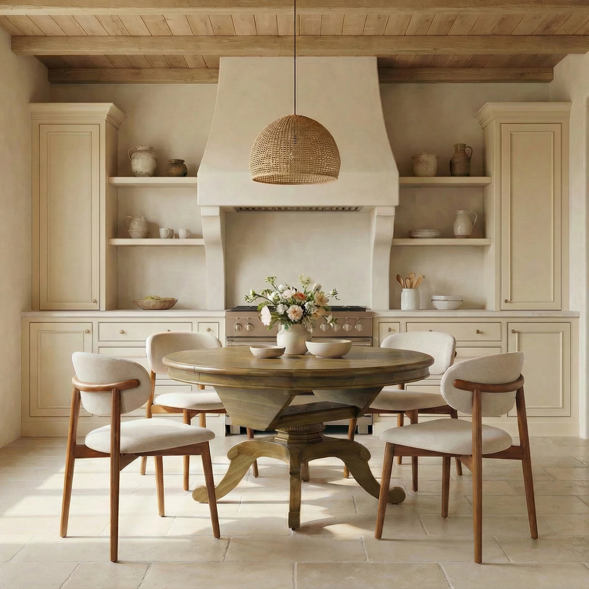 Chateau Round Extension Dining Table 125-175cm - Provincial Oak Parquetry