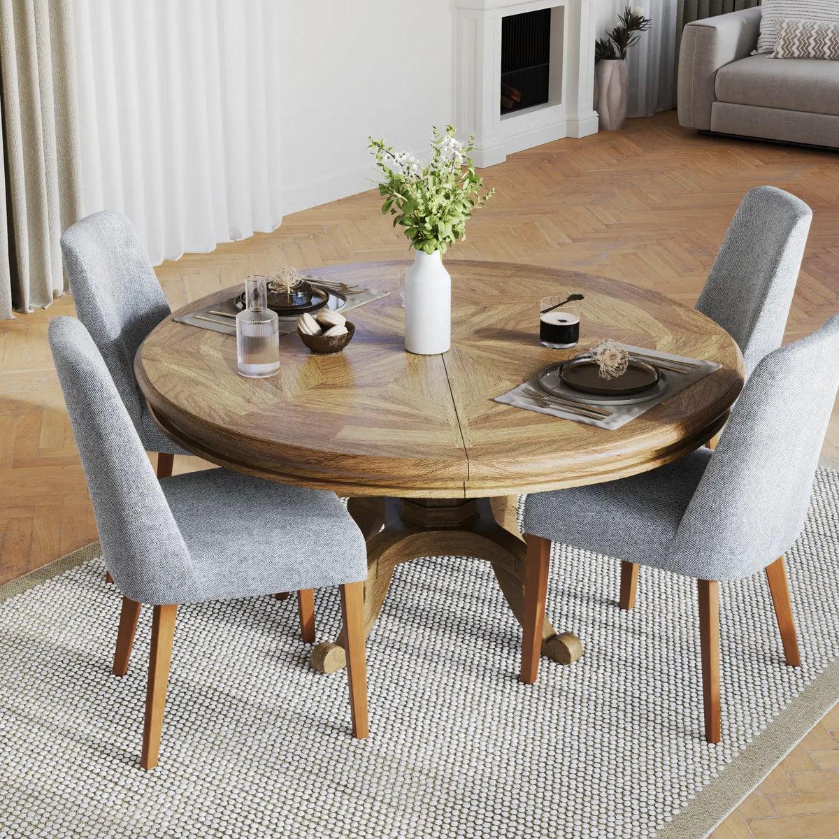 Chateau Round Extension Dining Table 150-200cm - Natural Parquetry