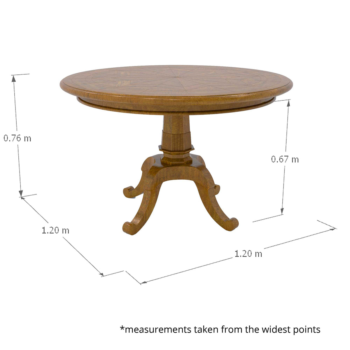 Chateau Round Dining Table 100cm - Mango Wood Parquetry