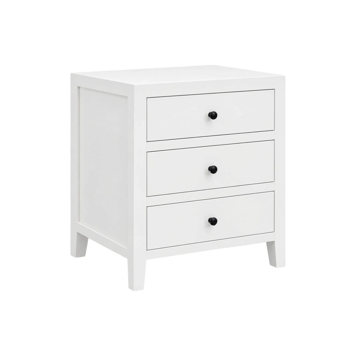 Coastline 3 Drawer Bedside Table - White