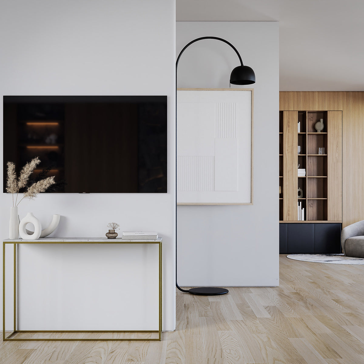 Como Marble Console - Brass