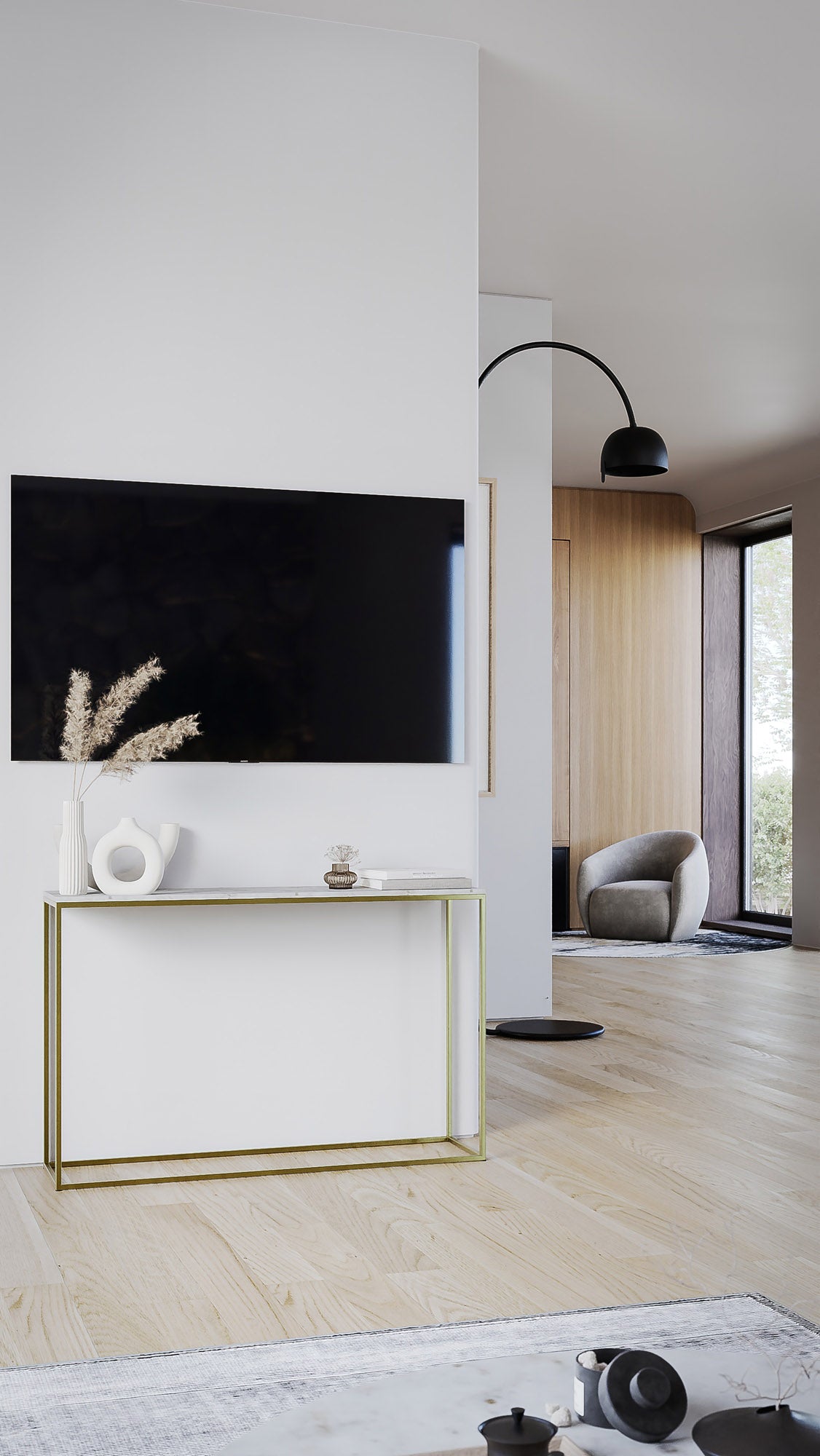 Como Marble Console - Brass