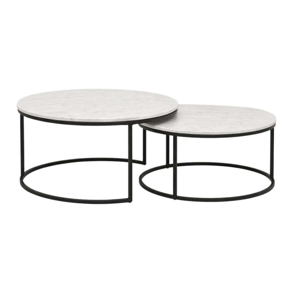 Como Marble Coffee Table Nest 75cm - Black