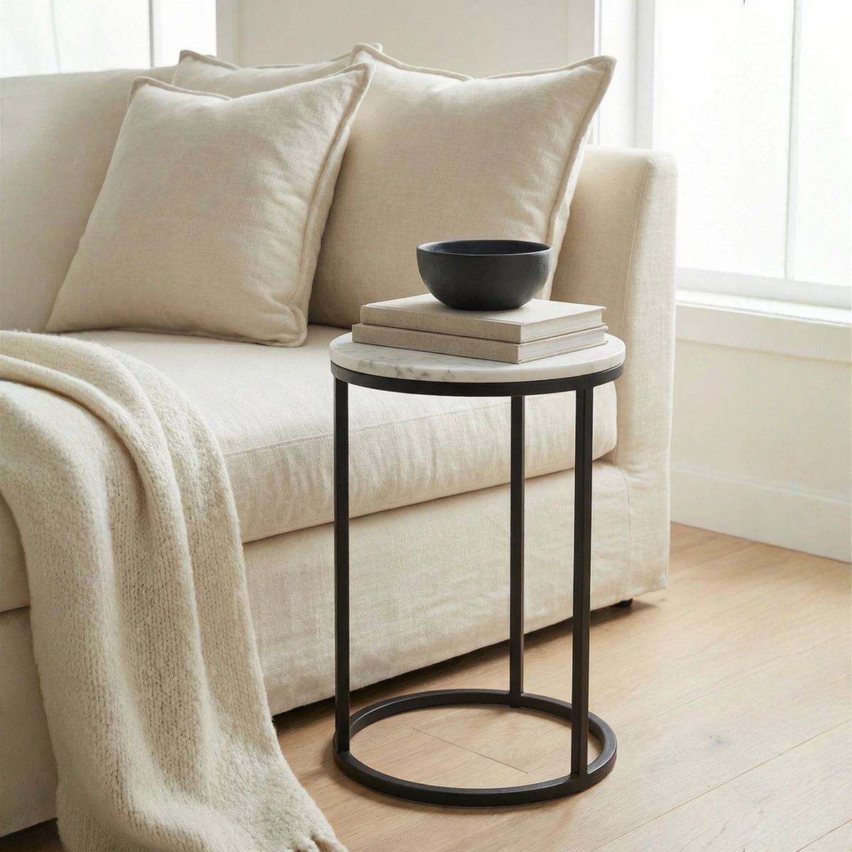 Como Marble Small Side Table - Black