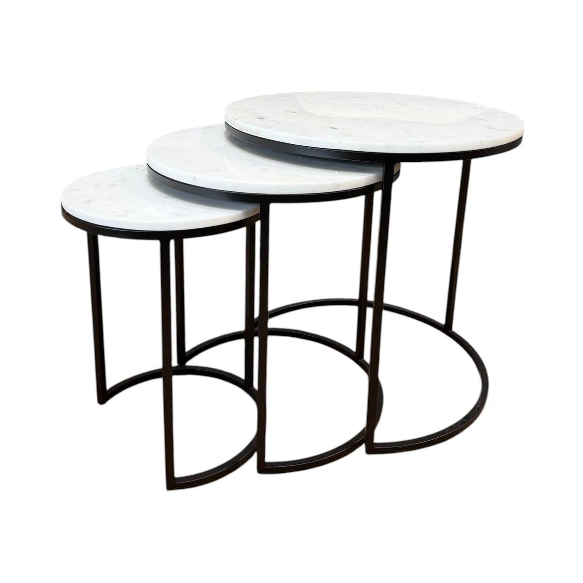 Como Marble Nest of 3 Side Tables - Black