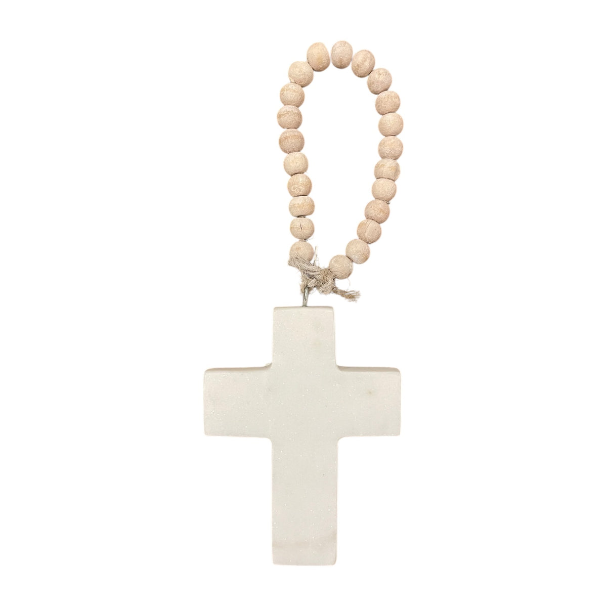 White Marble Cross on Mini Beads