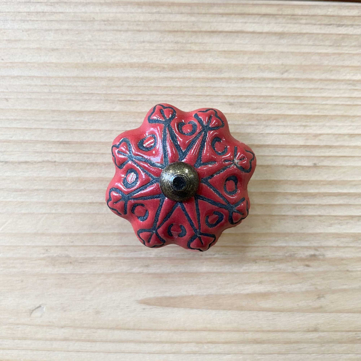 Ceramic Red Star Knob - 3.5cm