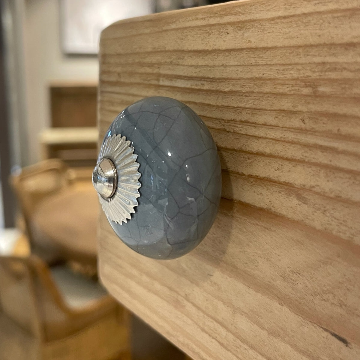 Ceramic Grey Round Knob - 4cm