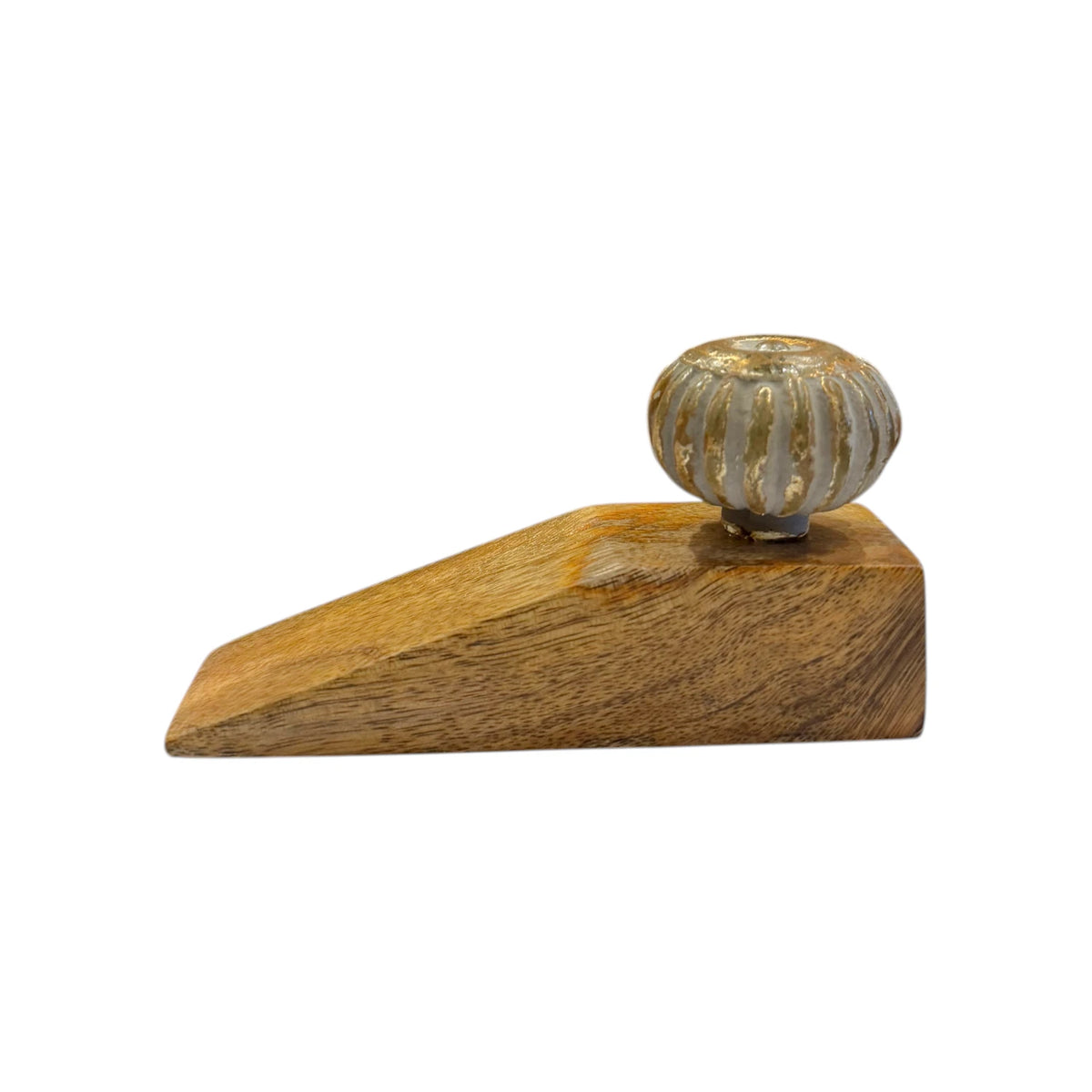Glass Knob Door Stop - Brass Finish