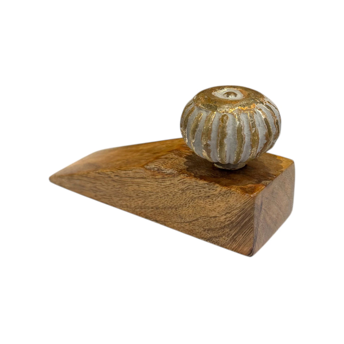 Glass Knob Door Stop - Brass Finish
