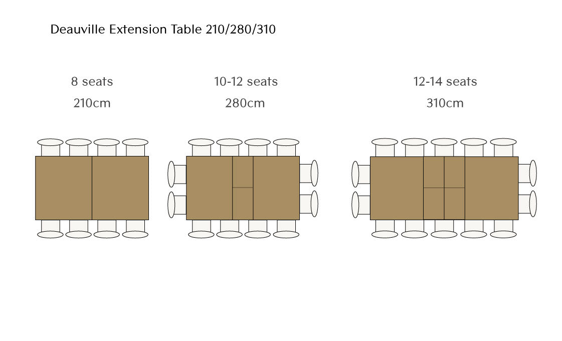 Deauville Extension Dining Table 210-310cm - Natural Parquetry