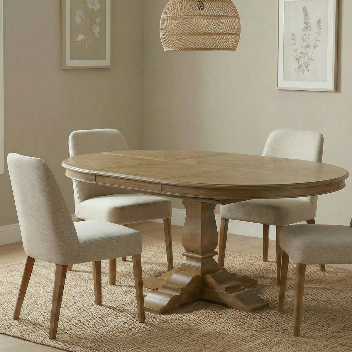 Deauville Round Extension Dining Table 125-175cm - Provincial Parquetry