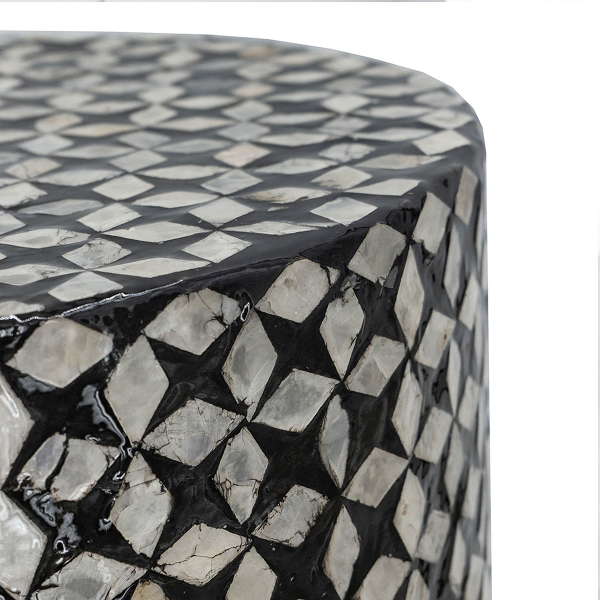Capiz Drum Side Table - Black Star