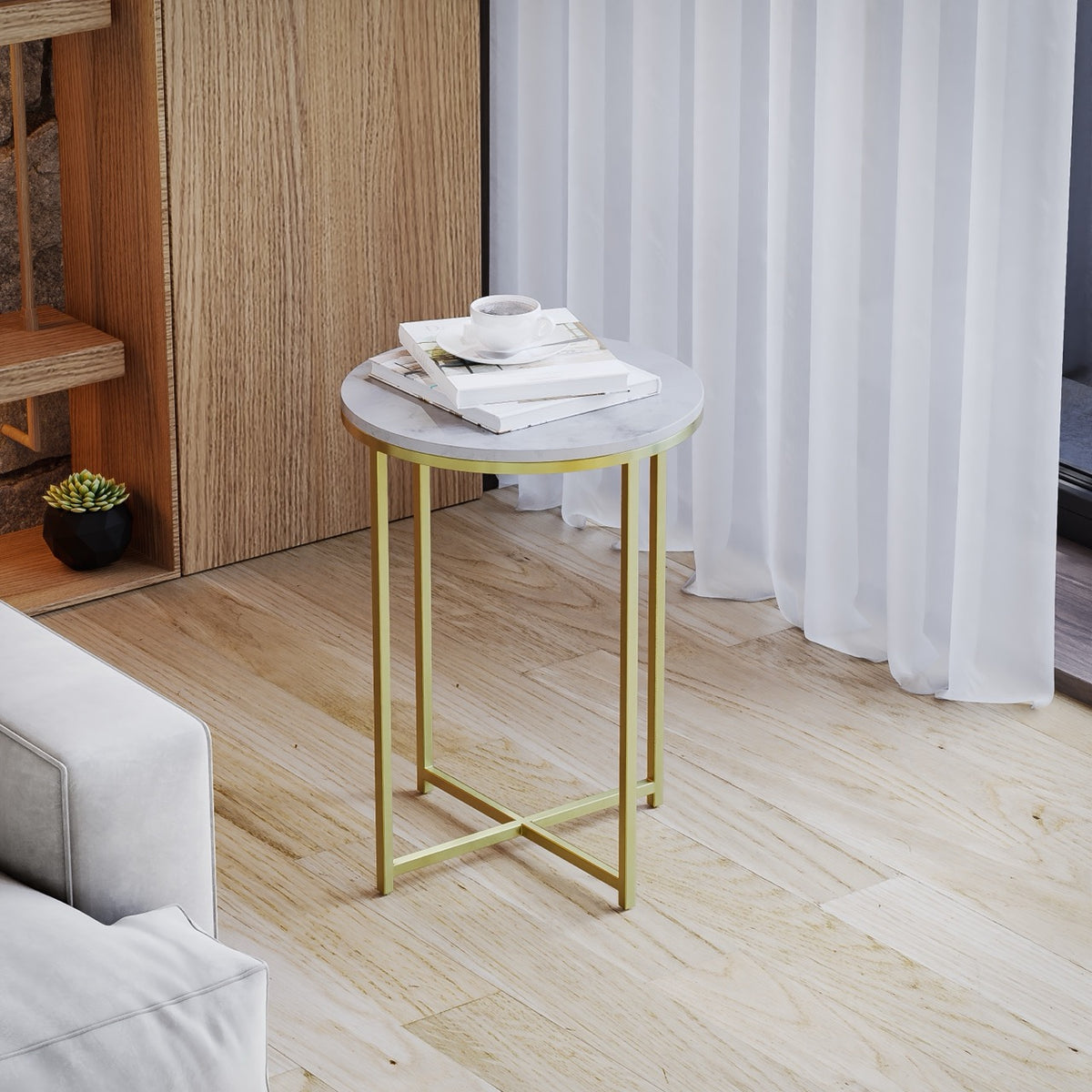 Ella Marble Side Table - Brass