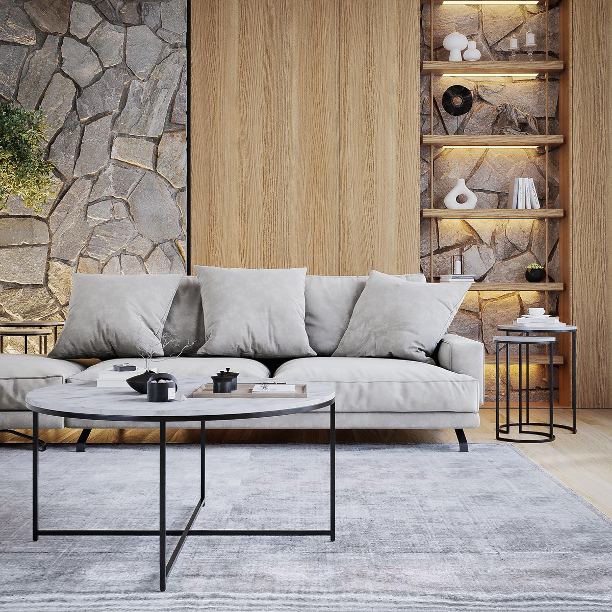 Ella Marble Coffee Table - Black