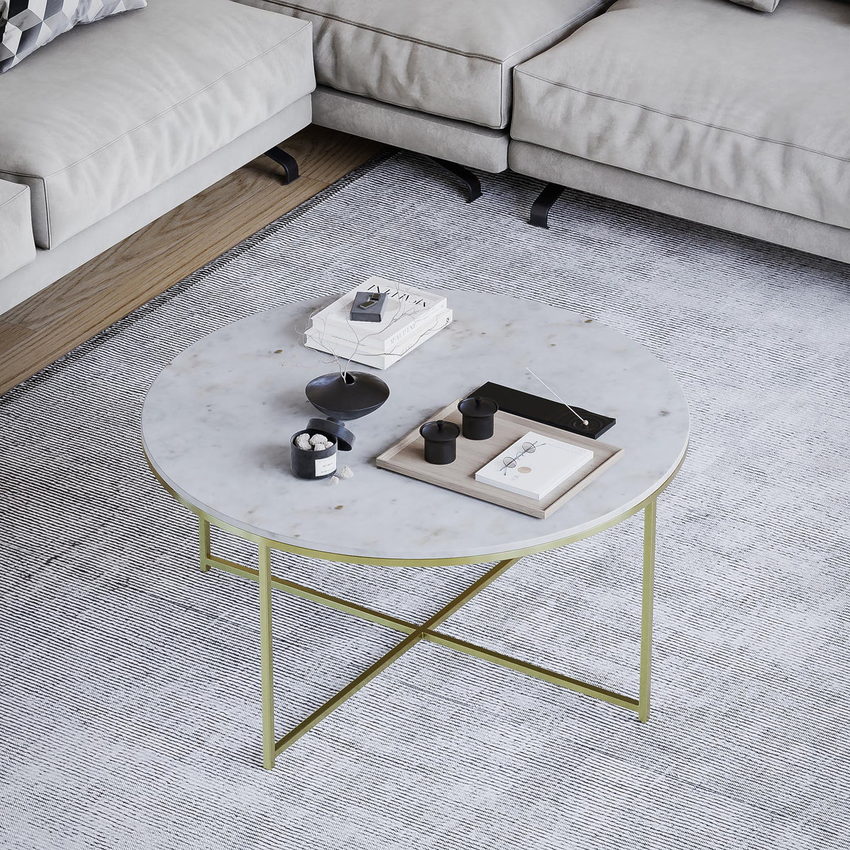 Ella Marble Coffee Table - Brass