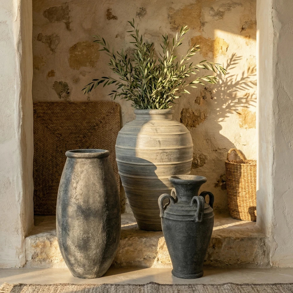 Guci Black Terracotta Vase - 80cm