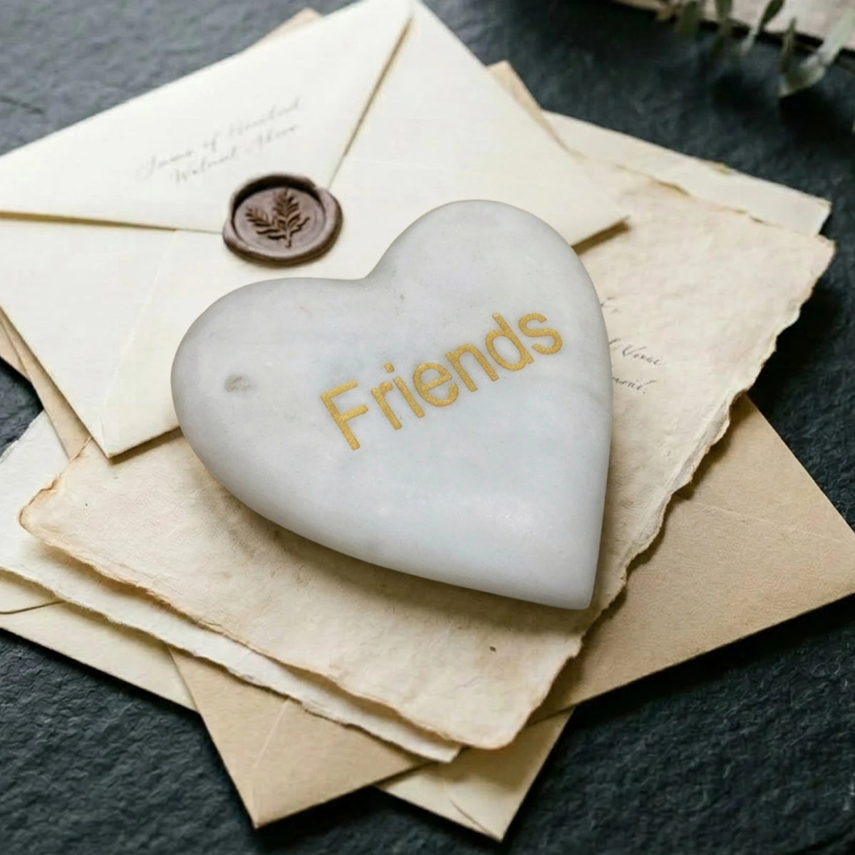 Marble Heart Paperweight Large - Friends