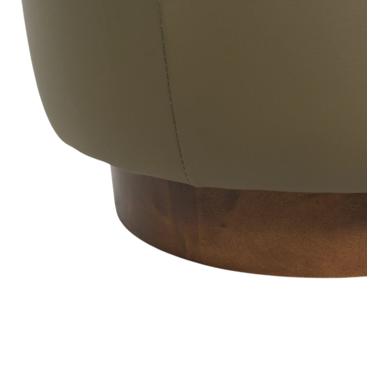 Geneva Round Ottoman - Oslo Olive Leather / Honey Leg