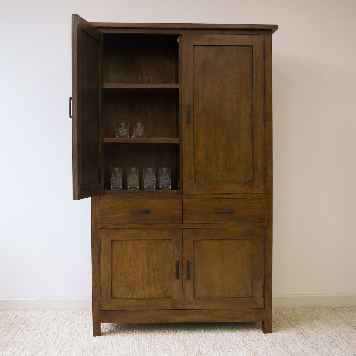 Hamilton Display Cabinet with 4 Timber Doors - Mango Wood