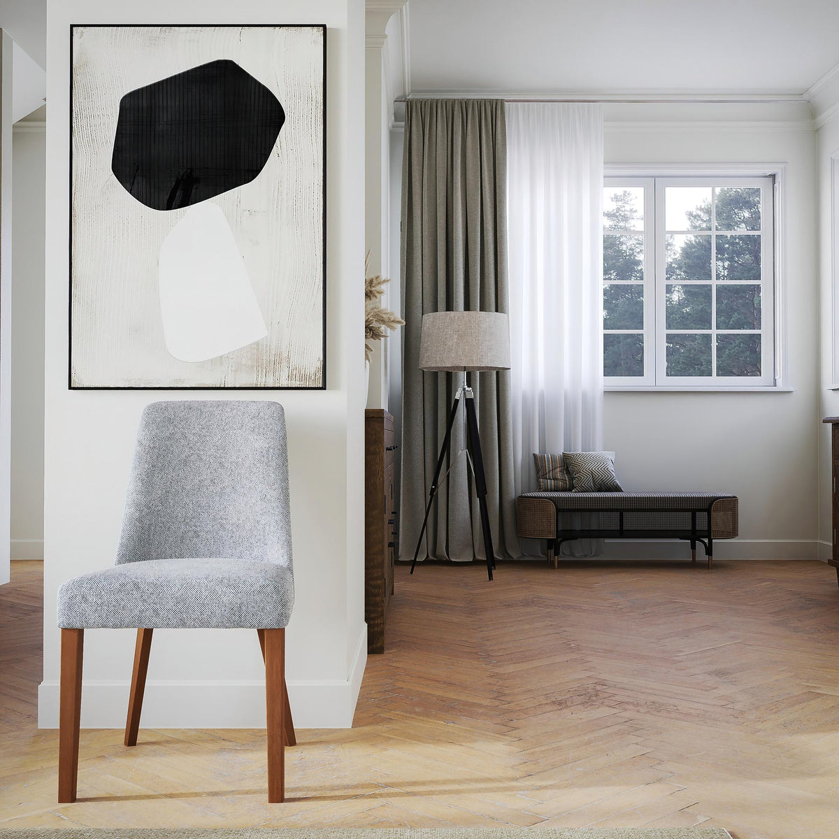 Hamilton Dining Chair - Granite / Honey Leg