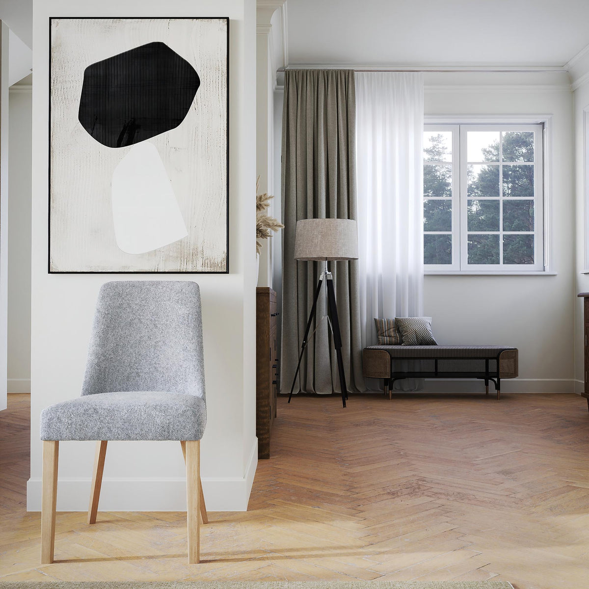 Hamilton Dining Chair - Granite / Natural Leg