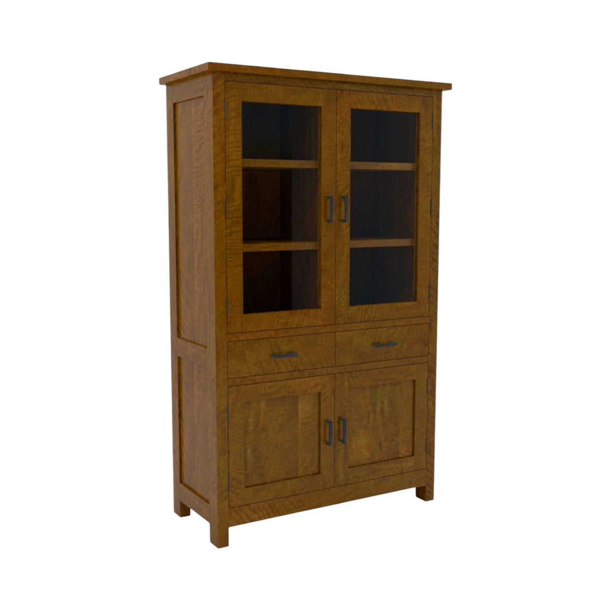 Hamilton Display Cabinet with 2 Timber & 2 Glass Doors - Mango Wood